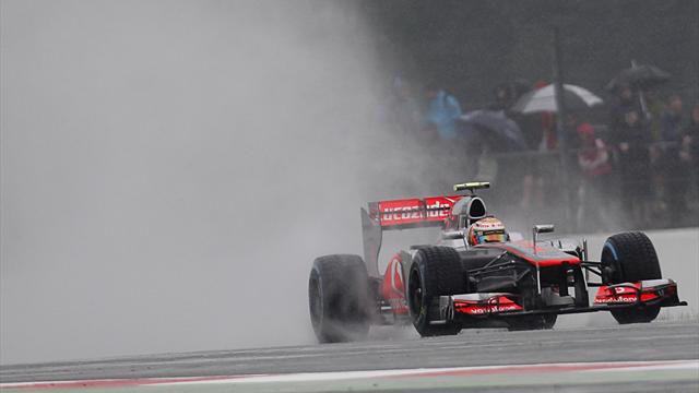 Hamilton tops wet practice