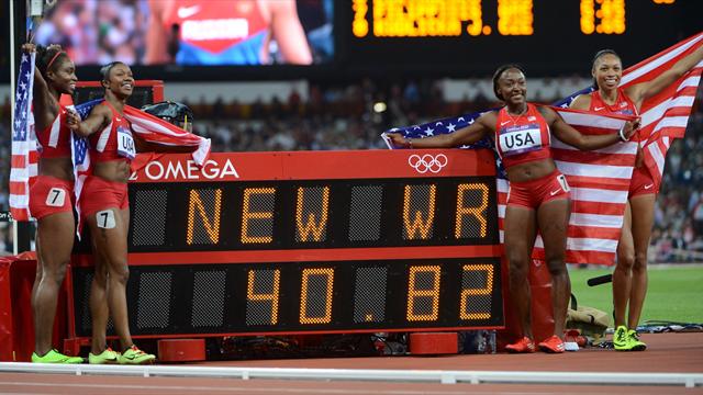 USA smash world record to win women's 4x100m relay