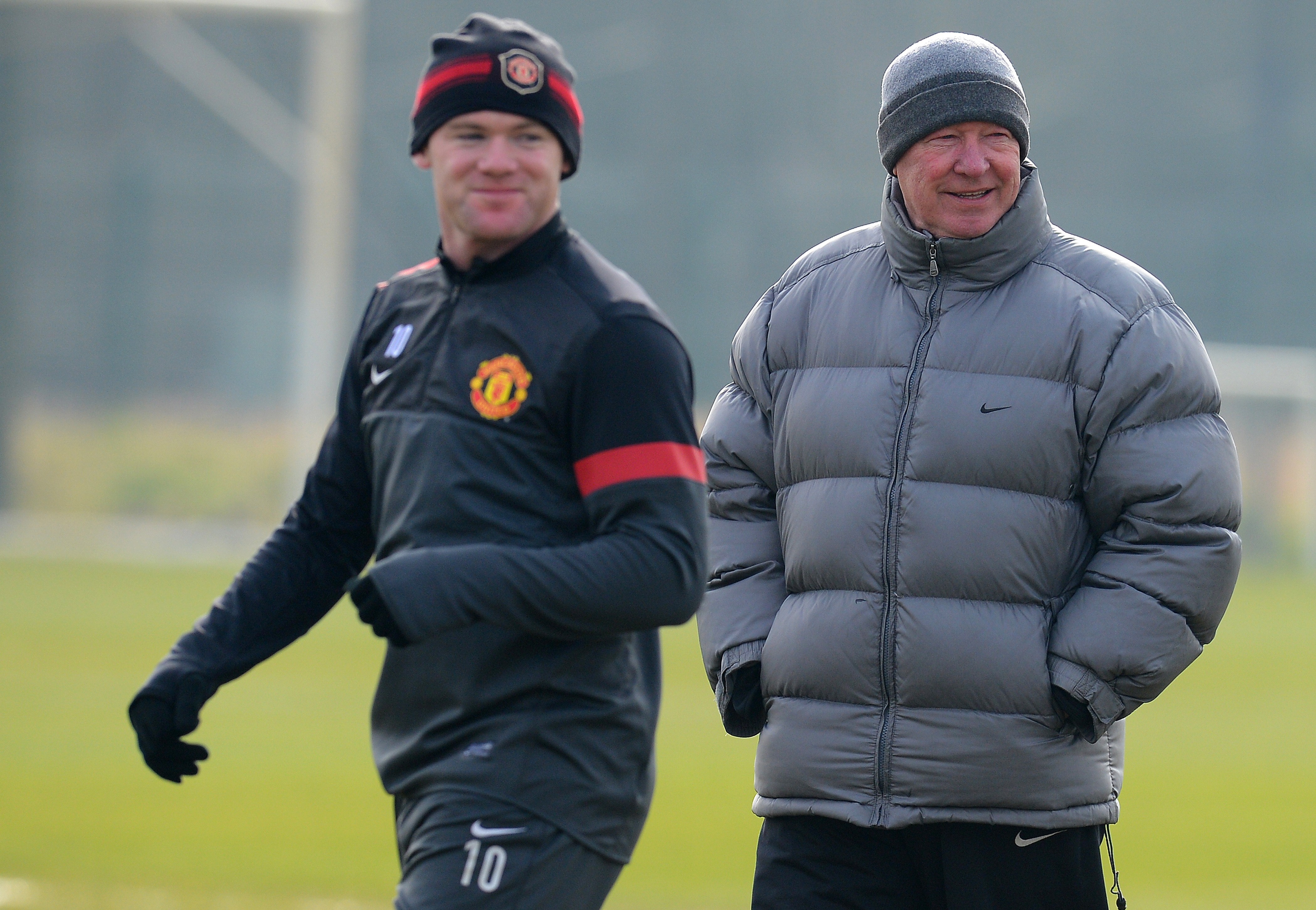 Sir Alex Ferguson and Wayne Rooney at Manchester United training (AFP)