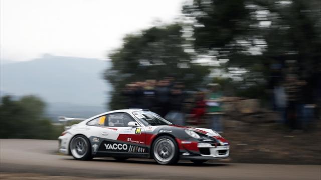 Narrow Zlín roads making it tough going for ERC returnee Dumas and his Porsche