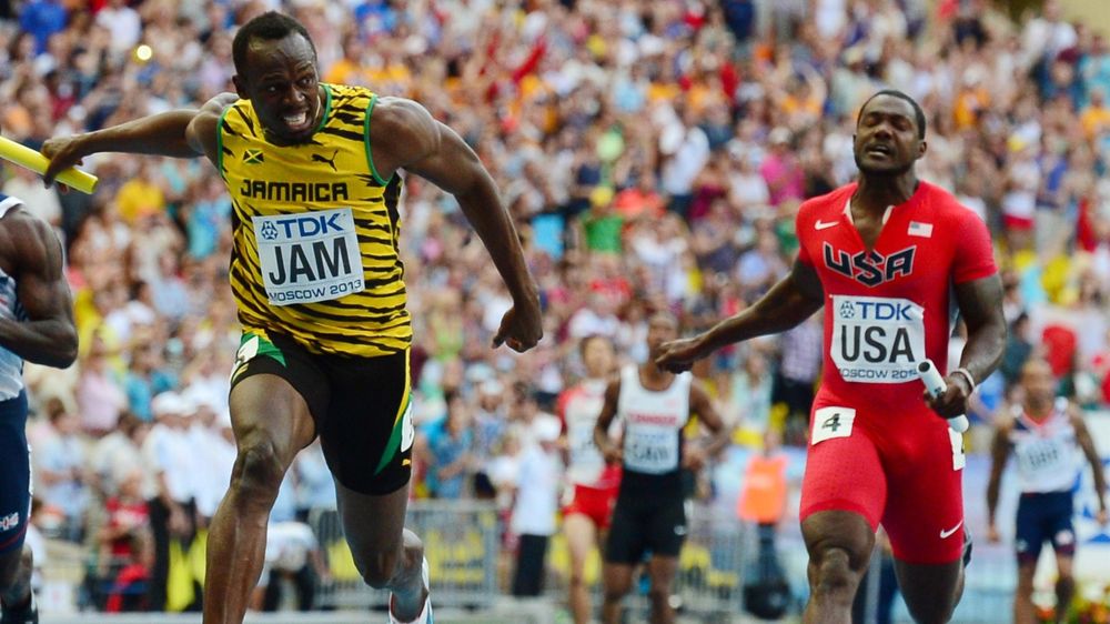 Usain Bolt (l.) and Justin Gatlin (r.)