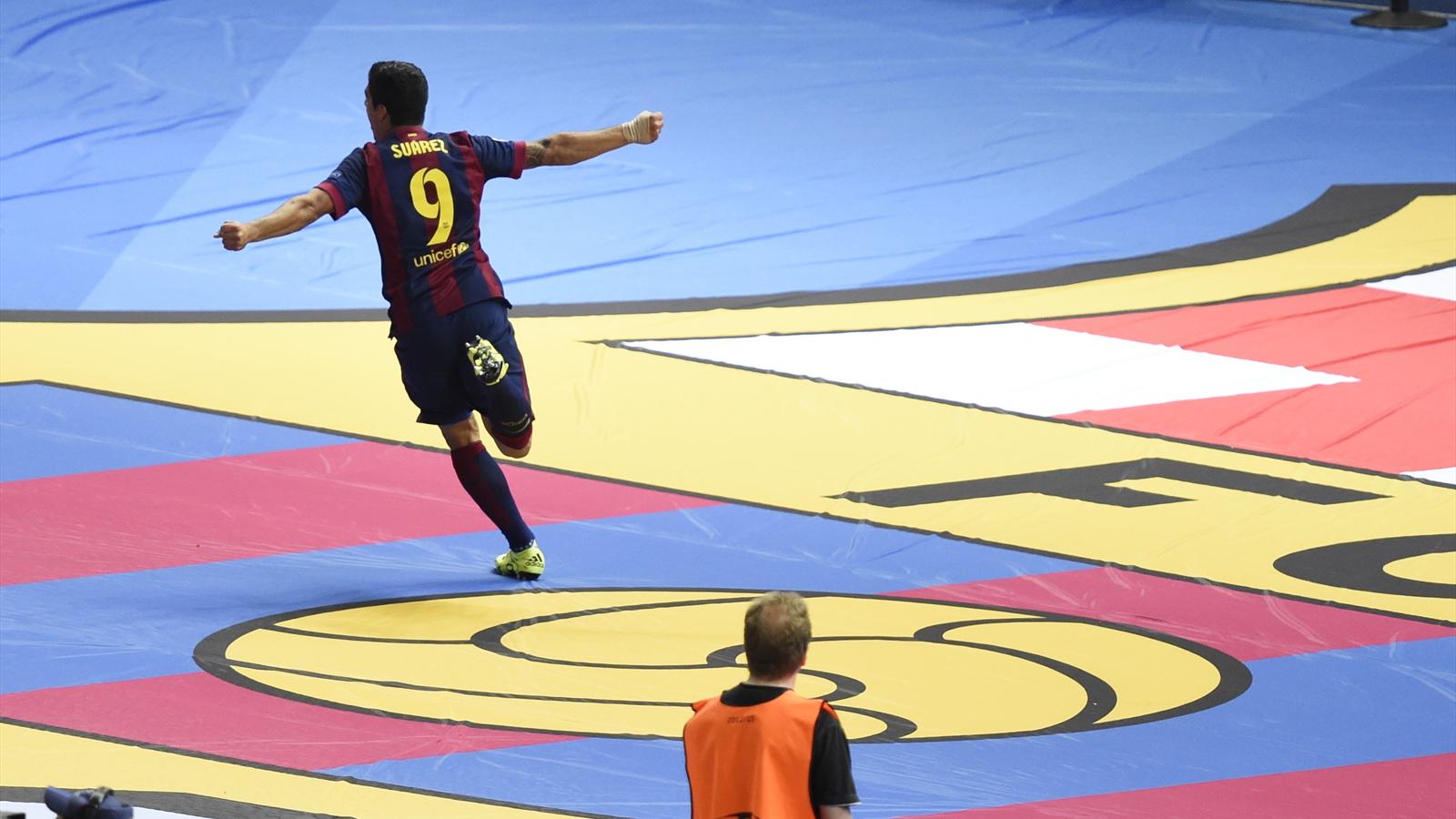 Luis Suarez exulte aprÃ¨s son but en finale