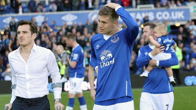 Everton's John Stones and Leighton Baimes at the end of the game agaimst Tottenham Hotspur