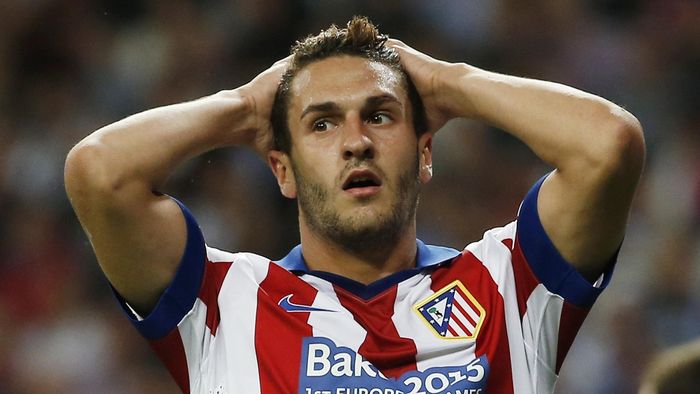 Atletico Madrid's Koke looks dejected after missing a chance to score