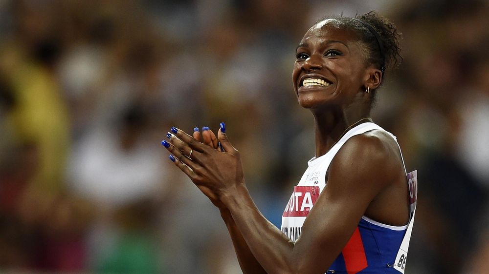 Dina Asher-Smith of Britain reacts after competing in the women's 200 metres final during the 15th IAAF World Championships at the National Stadium in Beijing, China August 28, 2015