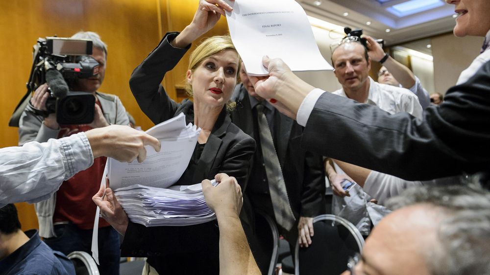 The report on corruption and money-laundering within the international athletics body is distributed to journalists