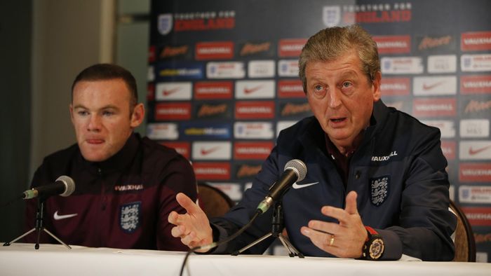 England manager Roy Hodgson and Wayne Rooney during the press conference