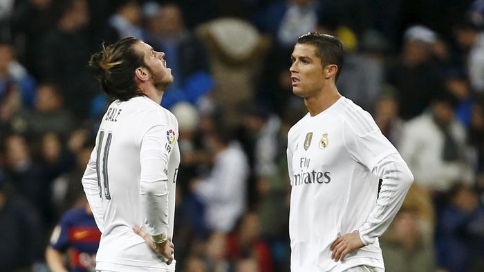 Ronaldo and Gareth Bale look dejected after Luis Suarez scored the fourth goal for BarcelonaReuters / Paul HannaLivepic