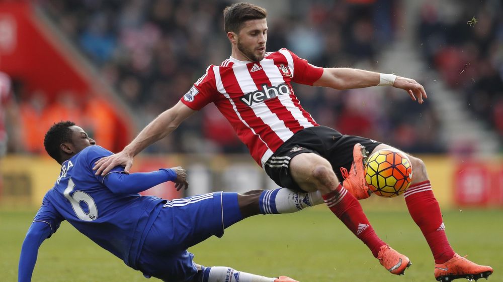 Chelsea's Baba Rahman in action with Southampton's Shane Long.