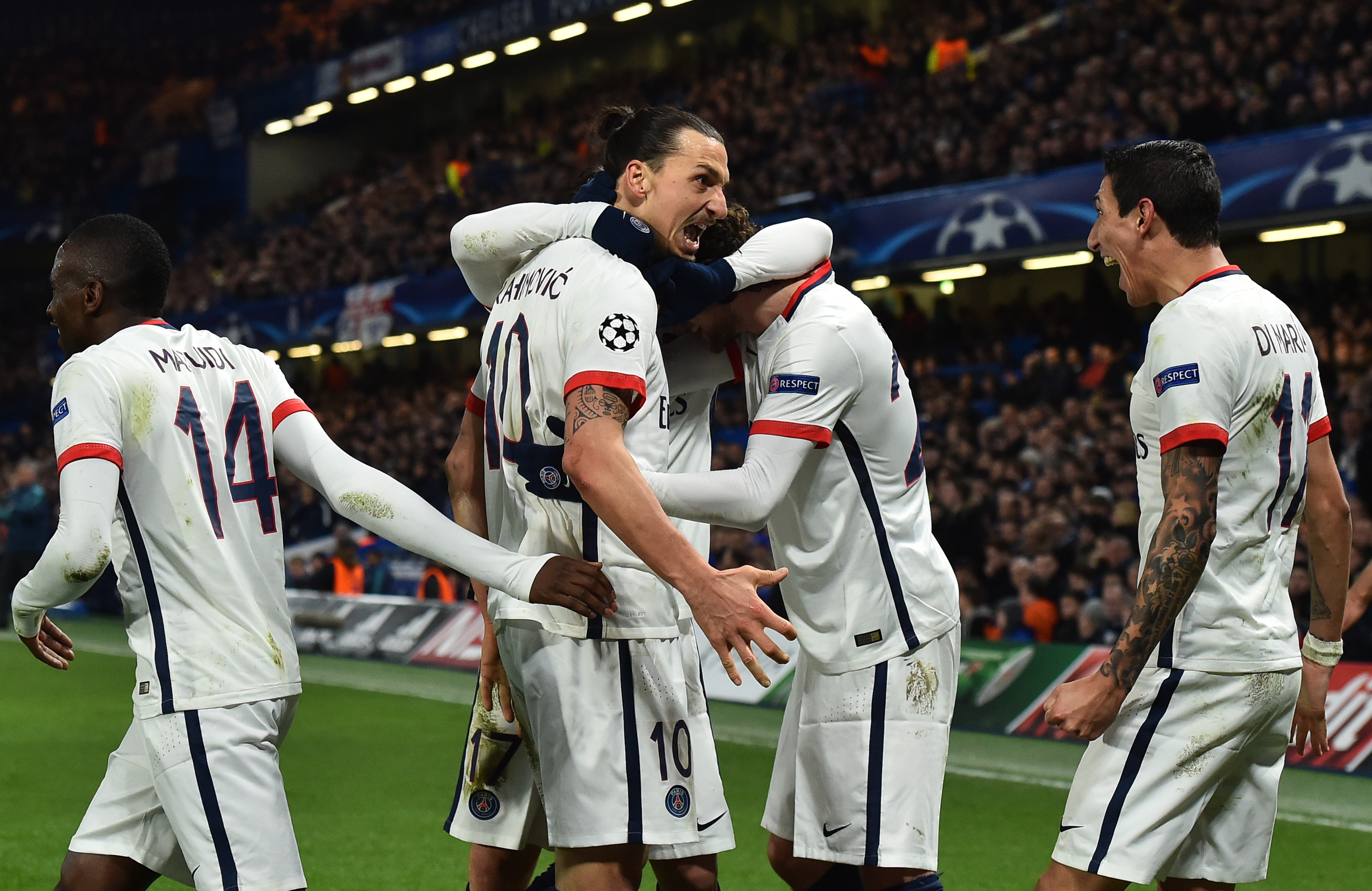 Zlatan Ibrahimovic lors de Cheldea - PSG en Ligue des Champions le 9 mars 2016