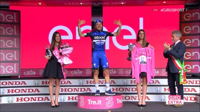 Emotional Brambilla is presented with maglia rosa Emotional Brambilla is presented with maglia rosa