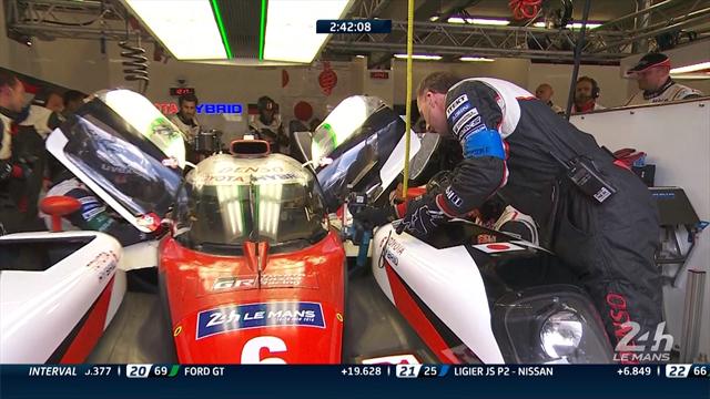 Le tête-à-queue a bien été fatal : la Toyota a passé plusieurs minutes dans le box Le tête-à-queue a bien été fatal : la Toyota a passé plusieurs minutes dans le box