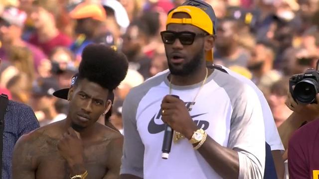 NBA-winning Cavaliers cheered by thousands at victory parade in Cleveland NBA-winning Cavaliers cheered by thousands at victory parade in Cleveland