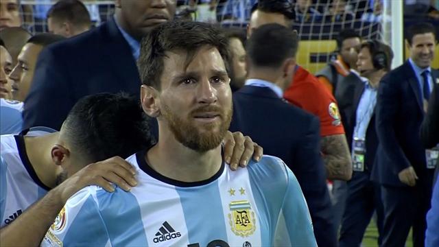 Messi n'a pu retenir ses larmes après sa troisième finale perdue Messi n'a pu retenir ses larmes après sa troisième finale perdue