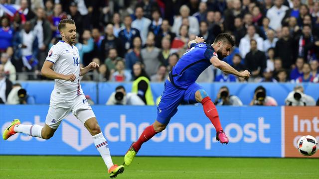 D’une frappe croisée limpide, Giroud a ouvert le score pour les Bleus