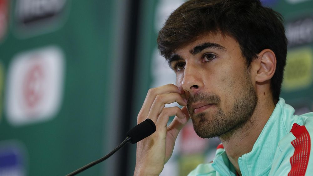 Portugal's Andre Gomes during the news conference.
