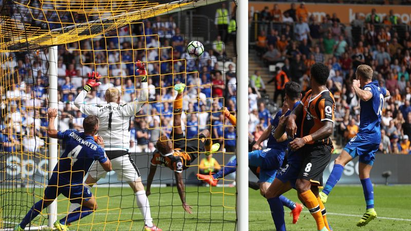 Hull stun champions Leicester in opening match of new season Hull City's Abel Hernandez scores their first goal