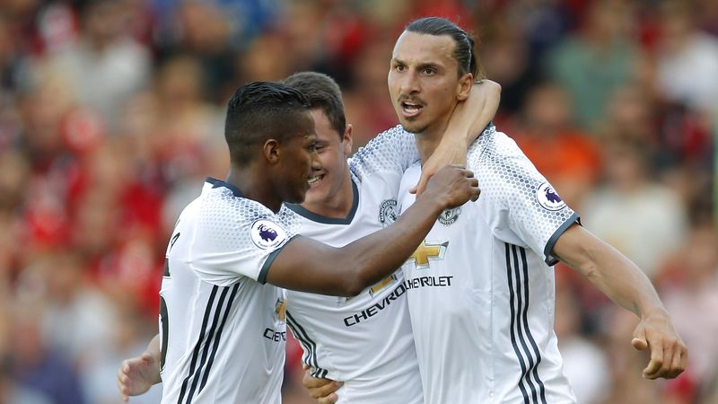 Zlatan Ibrahimovic celebrates his goal for Manchester United