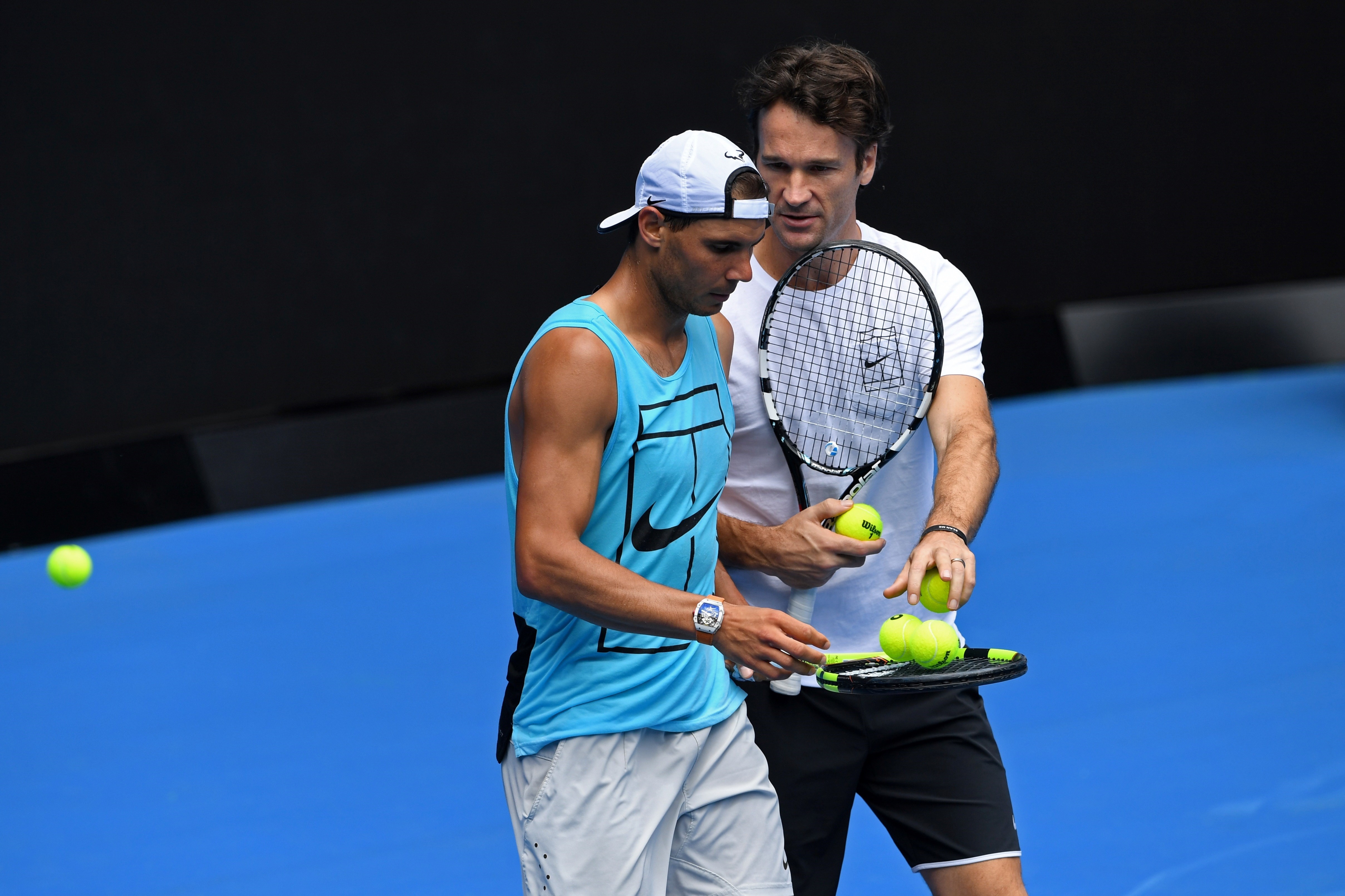 Rafa Nadal junto a Carlos Moyà