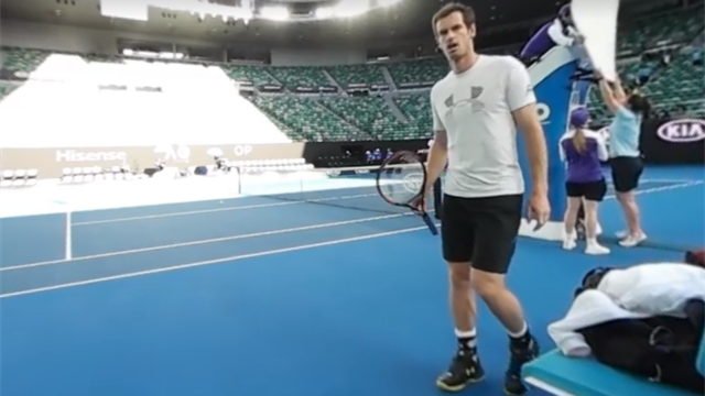 Vidéo 360° : accompagnez Andy Murray à l’entraînement sur la Rod Laver Arena