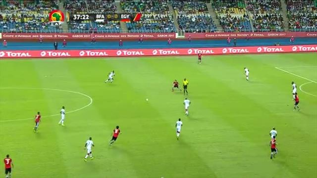 Unusual bounce almost catches out Burkina Faso keeper Unusual bounce almost catches out Burkina Faso keeper