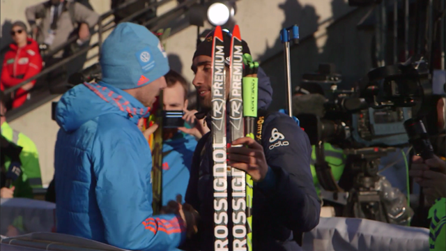 Fourcade and Shipulin put differences aside with handshake Fourcade and Shipulin put differences aside with handshake