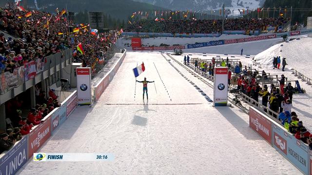 Highlights: Fourcade wins men's pursuit world title, flies French flag over finish line Highlights: Fourcade wins men's pursuit world title, flies French flag over finish line