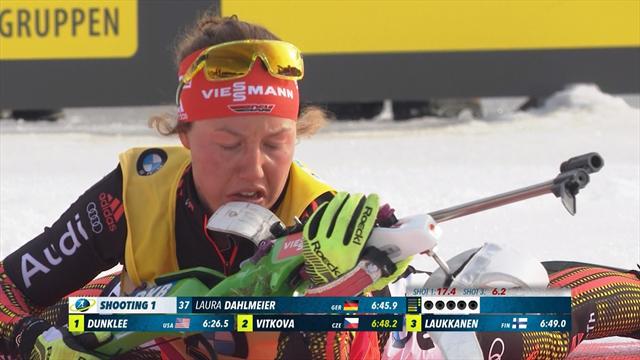 3 Schießfehler - hier verspielt Dahlmeier die Sprint-Kugel 3 Schießfehler - hier verspielt Dahlmeier die Sprint-Kugel