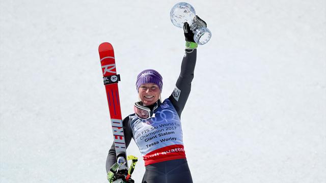 Worley wins her first globe, Myhrer wins men's slalom