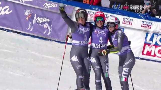 Brignone-Goggia-Bassino: l'abbraccio azzurro del trionfo di Aspen Brignone-Goggia-Bassino: l'abbraccio azzurro del trionfo di Aspen