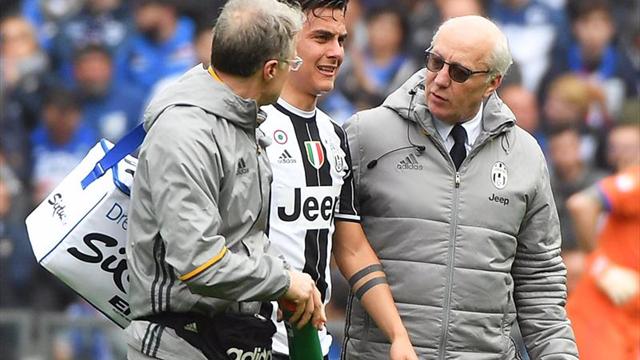 El argentino Dybala se retiró por un problema muscular ante el Sampdoria