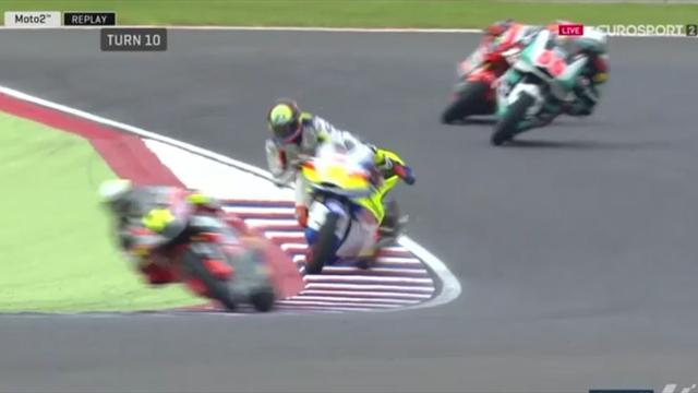 Moto2: Kontrolle weg! Simeon verdreht's den Lenker Moto2: Kontrolle weg! Simeon verdreht's den Lenker
