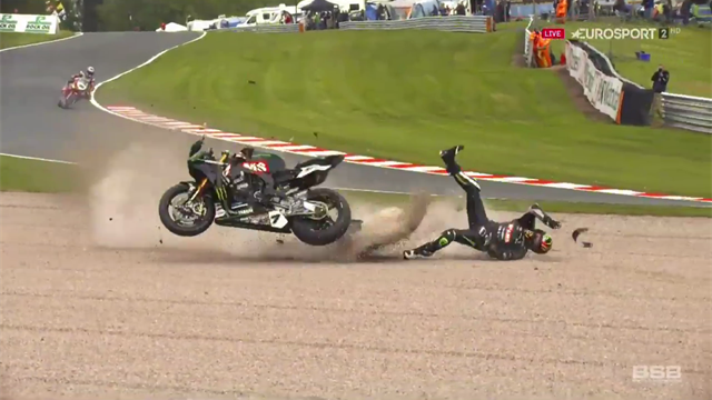 Laverty suffers shocking crash next to cameraman, walks away Laverty suffers shocking crash next to cameraman, walks away