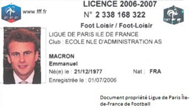 Le nouveau président de la République Emmanuel Macron a été licencié à la Ligue de foot de Paris