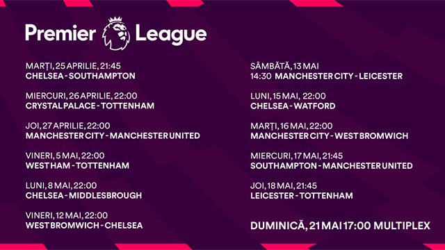 Finalul de sezon din Premier League se vede pe Eurosport 1