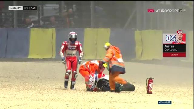 Da leidet die Ducati: Dovizioso crasht im Training Da leidet die Ducati: Dovizioso crasht im Training