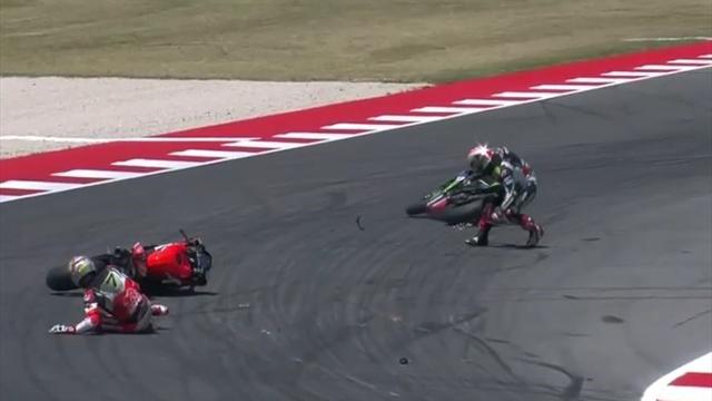 Dramatic finish at Misano as Rea crashes into leader Davies on final lap Dramatic finish at Misano as Rea crashes into leader Davies on final lap