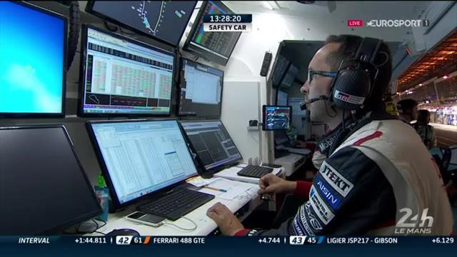 30 minutes après la n°7, la Toyota n°9 a été percutée et contrainte à l'abandon 30 minutes après la n°7, la Toyota n°9 a été percutée et contrainte à l'abandon