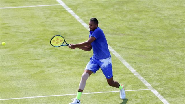 Nick Kyrgios an injury doubt for Wimbledon after retiring at Queen's