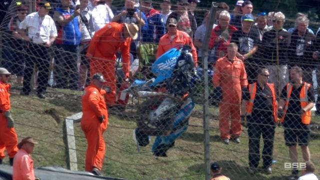 Superbike stuck in mid-air after enormous crash Superbike stuck in mid-air after enormous crash