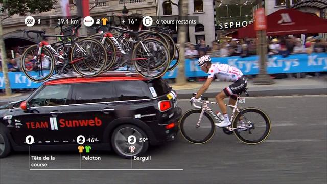 Lâché, Barguil a failli finir son Tour... dans le pare-brise de sa voiture Lâché, Barguil a failli finir son Tour... dans le pare-brise de sa voiture