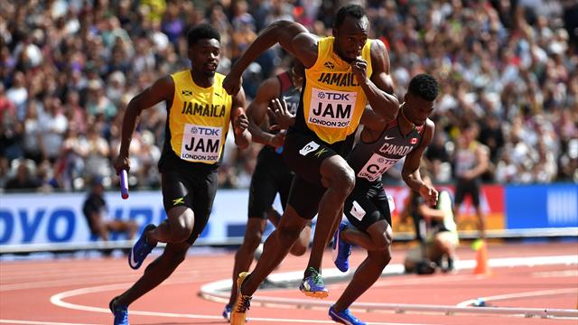 Bolt leads Jamaica into final, US run year's fastest time