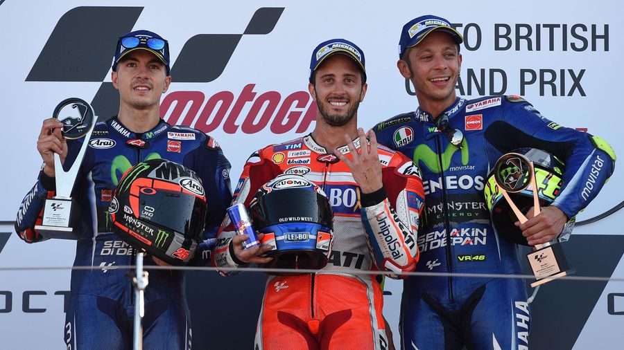 Maverick Viñales Andrea Dovizioso Valentino Rossi Gran Bretagna 2017