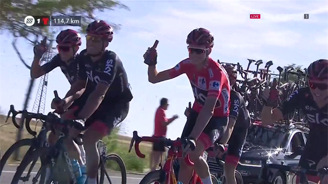 Chris Froome cracks open beers with Team Sky colleagues Chris Froome cracks open beers with Team Sky colleagues