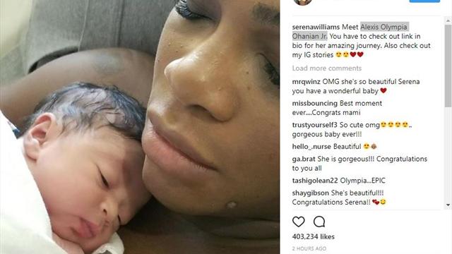 Serena Williams mostra la sua bambina: ecco la piccola Alexis Olympia Ohanian Jr.