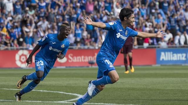 Un gol de Shibasaki da ventaja al Getafe al descanso