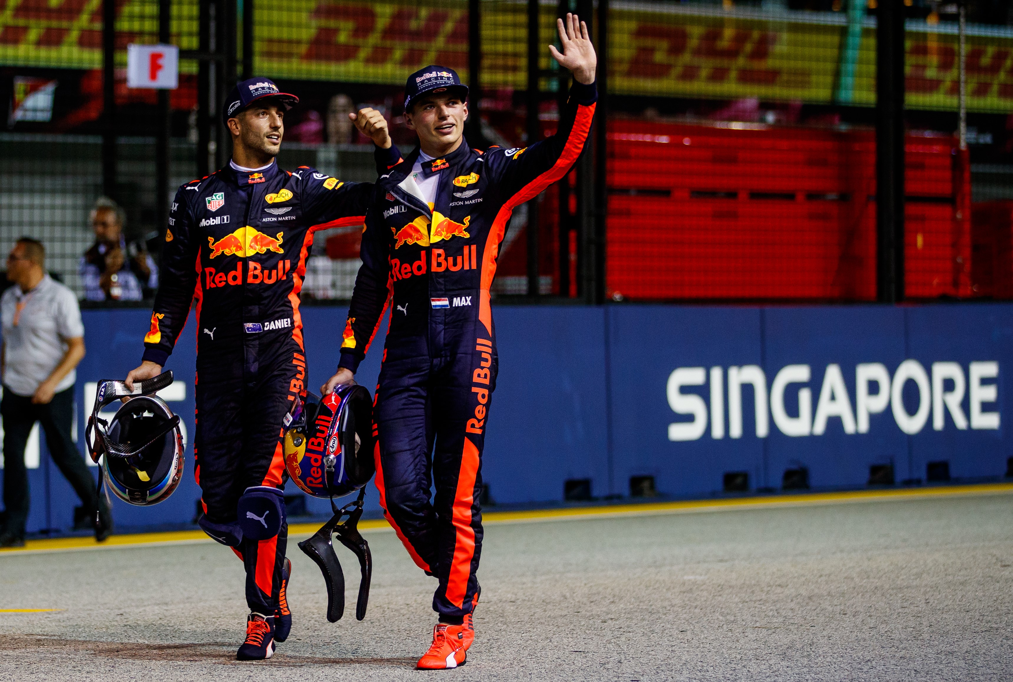 Daniel Ricciardo et Max Verstappen (Red Bull) au Grand Prix de Singapour 2017