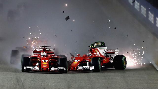Gran Premio de Singapur: Los dos Ferrari y Verstappen, fuera de carrera en la salida