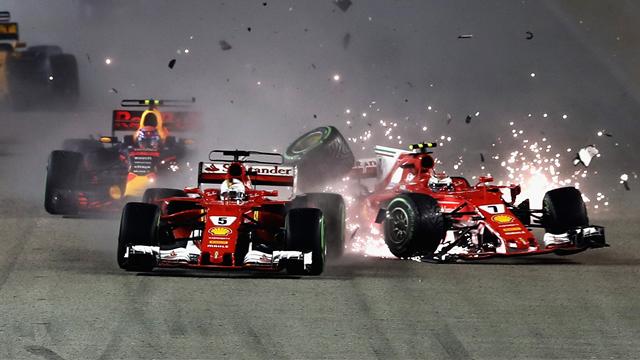 Vettel, Raikkönen et Verstappen out dans un crash au départ