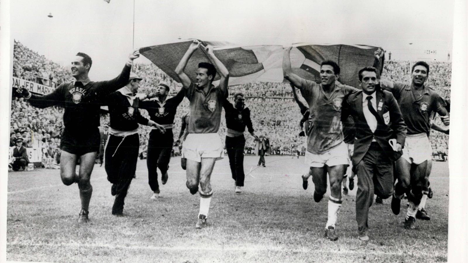 L'équipe du Brésil lors de la finale de la Coupe du monde 1958 contre la Suède (5-2